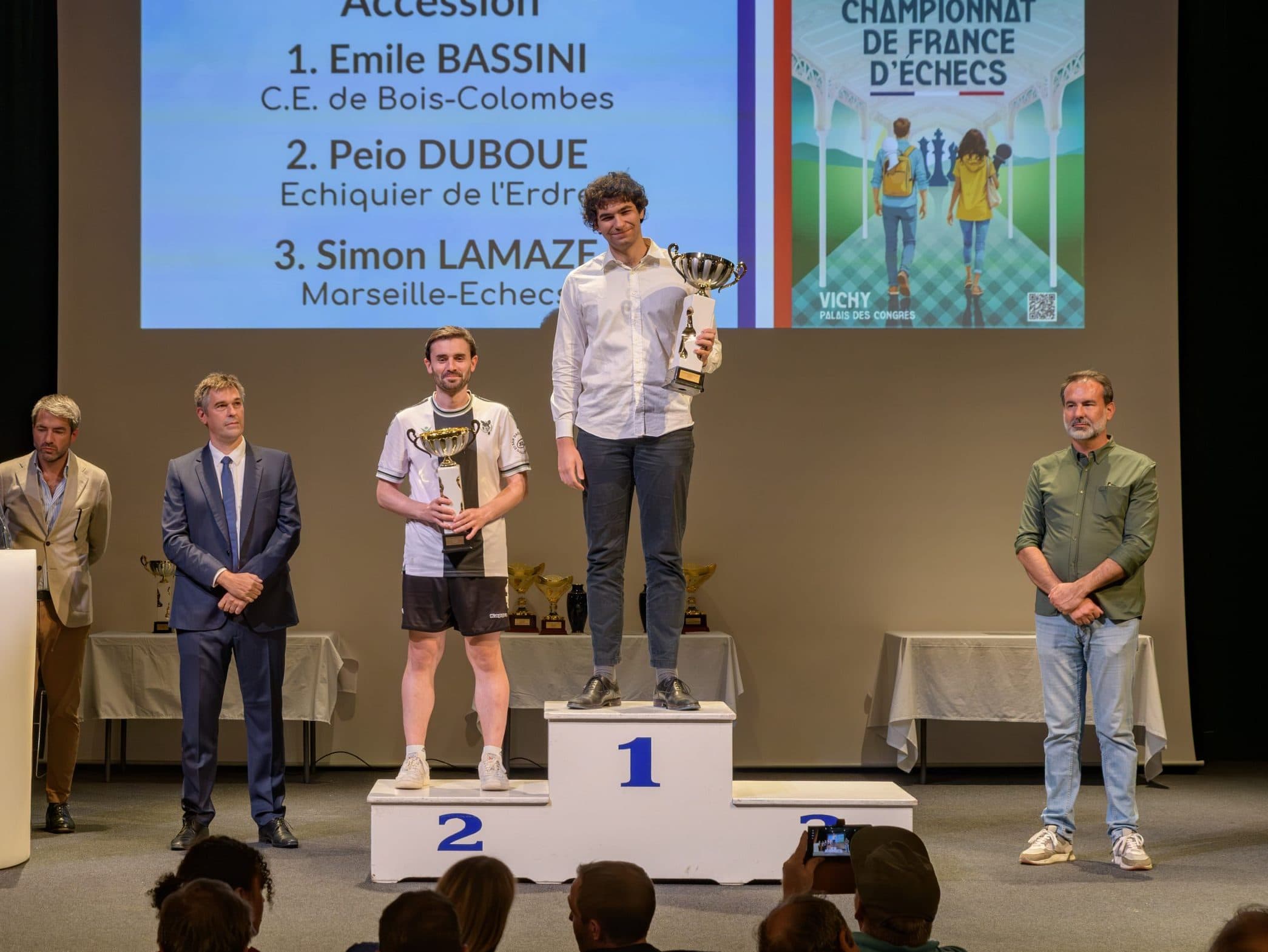 Podium du Championnat de France, avec Émile Bassini vainqueur de l'Open Accession